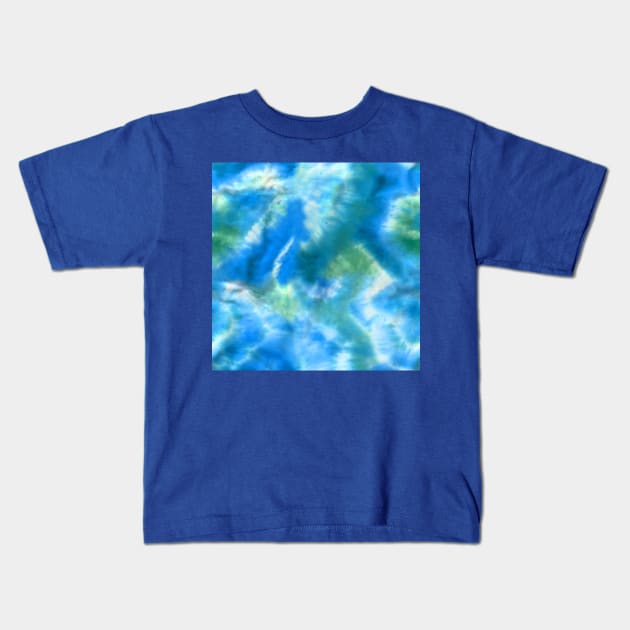 Vibrant Blue Tie-Dye Kids T-Shirt by Carolina Díaz